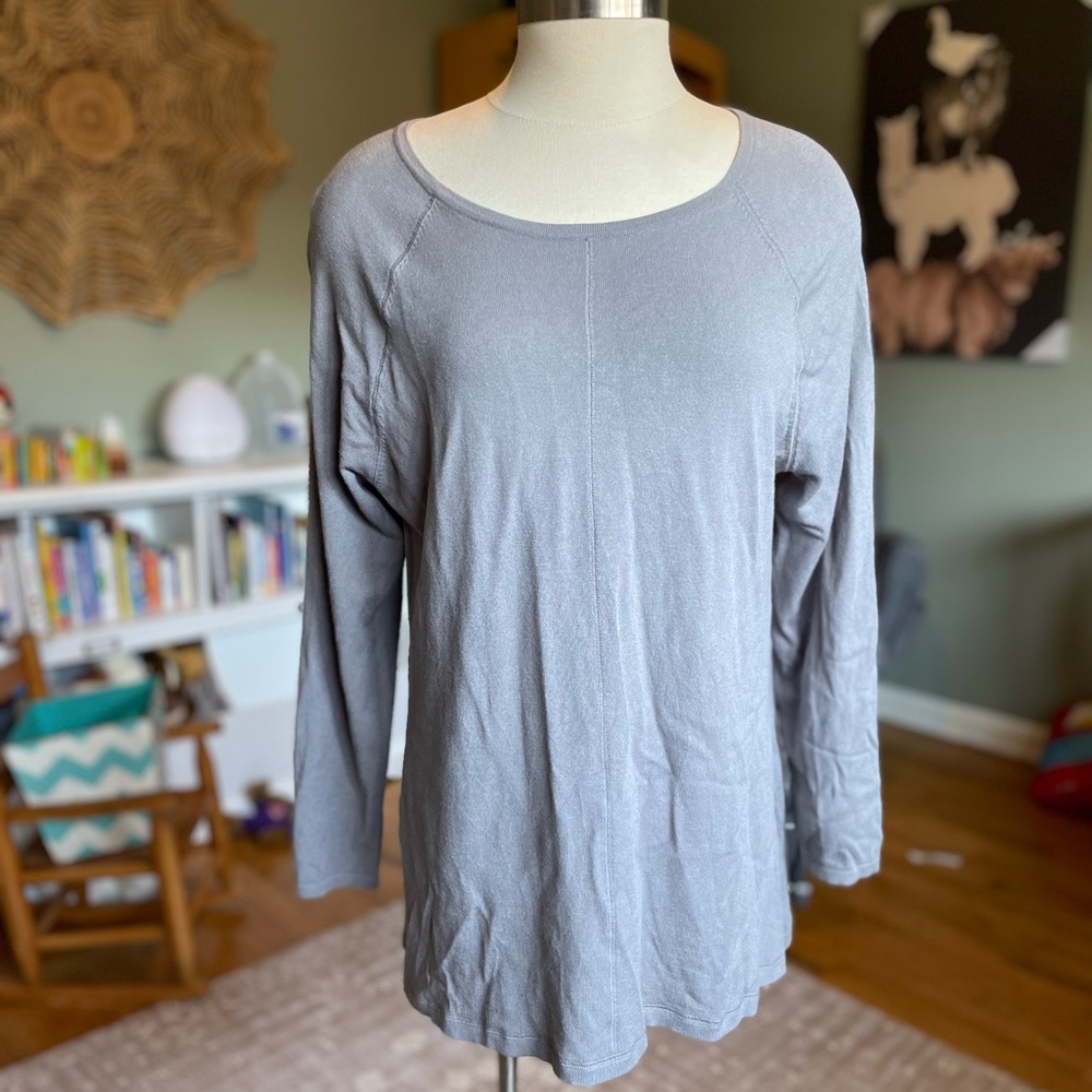 Soft surroundings Leda tunic grey long sleeves slit backing medium